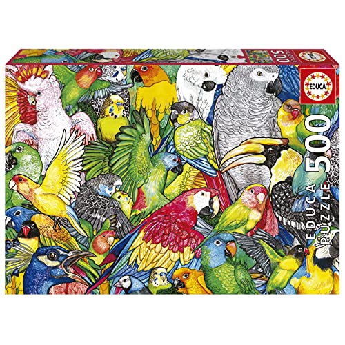 Educa - Puzzle 500 Teile für Erwachsene | Papageien, 500 Teile Puzzle für Erwachsene und Kinder ab 11 Jahren, Illustration, Tierpuzzle (19547) von Educa