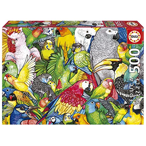 Educa - Puzzle 500 Teile für Erwachsene | Papageien, 500 Teile Puzzle für Erwachsene und Kinder ab 11 Jahren, Illustration, Tierpuzzle (19547) von Educa