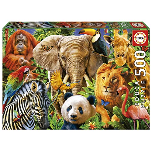 Educa - Puzzle 500 Teile für Erwachsene | Wildtiere, 500 Teile Puzzle für Erwachsene und Kinder ab 11 Jahren, Tierpuzzle, Zootiere (19550) von Educa