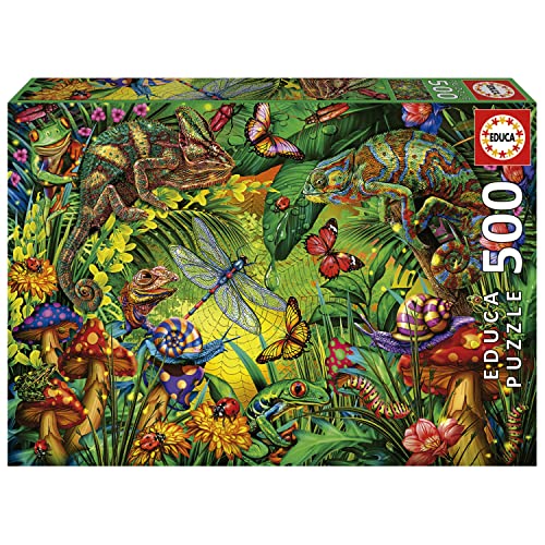 Educa - Puzzle 500 Teile für Erwachsene | Buntes Dschungelleben, 500 Teile Puzzle für Erwachsene und Kinder ab 11 Jahren, Tierpuzzle (19551) von Educa