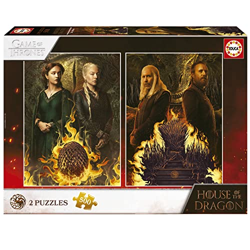 Educa - Puzzle 500 Teile für Erwachsene | House of Dragon, Game of Thrones, 2 x 500 Teile Puzzle-Set für Erwachsene und Kinder ab 11 Jahren (19573) von Educa