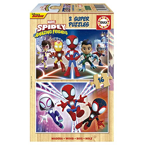Educa - Holzpuzzle 16 Teile für Kinder ab 3 Jahren | Spidey und Seine Super-Freunde, Puzzleset, Spiderman, Marvel (19579) von Educa