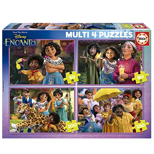 Educa - Puzzleset mit 50/80/100/150 Teilen | Disney Encanto, 4in1, Puzzle für Kinder ab 5 Jahren (19581) von Educa