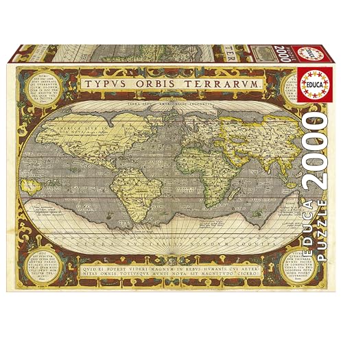 Educa - Puzzle 2000 Teile für Erwachsene | Antike Weltkarte, 2000 Teile Puzzle für Erwachsene und Kinder ab 14 Jahren, Landkarte (19620) von Educa
