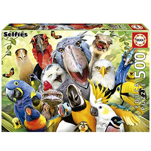 Educa - Puzzle 500 Teile für Erwachsene | Bunte Vögel, Selfies, 500 Teile Puzzle für Erwachsene und Kinder ab 11 Jahren (19622) von Educa