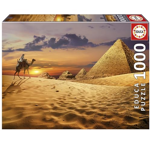 Educa - Puzzle 1000 Teile für Erwachsene | Wüste im Sonnenuntergang, 1000 Teile Puzzle für Erwachsene und Kinder ab 14 Jahren, Ägypten, Pyramiden (19643) von Educa