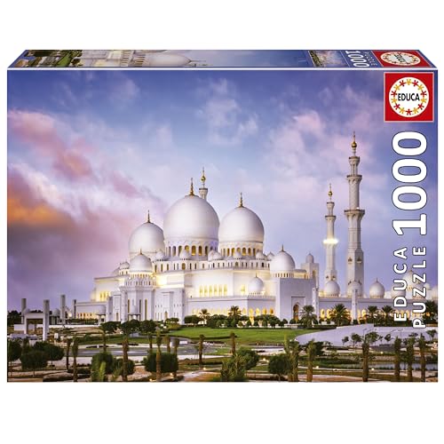 Educa - Puzzle 1000 Teile für Erwachsene | Scheich Zayid Moschee, 1000 Teile Puzzle für Erwachsene und Kinder ab 14 Jahren, Abu Dhabi, Architektur (19644) von Educa