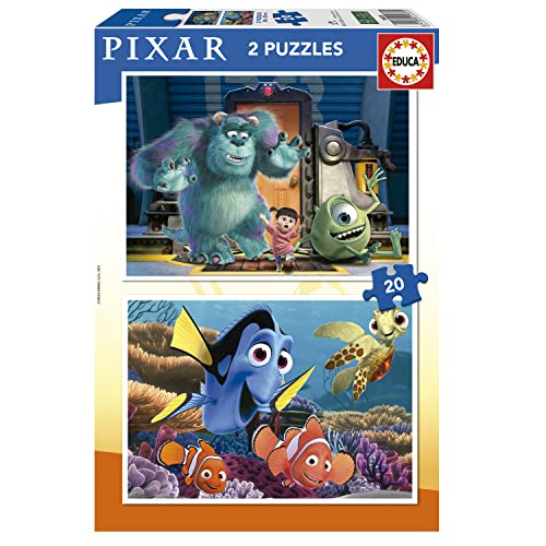 Educa - Puzzle 20 Teile für Kinder ab 3 Jahren | Pixar Filme, 2x20 Teile Puzzle für Kinder ab 3 Jahren, Puzzleset, Kinderpuzzle, Findet Nemo, Monster AG (19673) von Educa