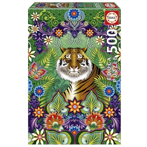 Educa - Puzzle von 500 Teilen für Erwachsene | Bengalisher Tiger, Catalina Estrada. Messen: 34 x 48 cm. Beinhaltet die puzzlekleber FixPuzzle. Seit 11 Jahren (19912) von Educa