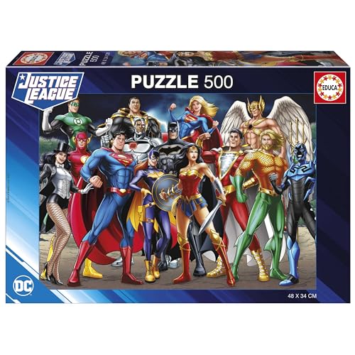 Educa - Puzzle von 1000 Teilen für Erwachsene | Justice League DC Comics. Messen: 48 x 34 cm. Beinhaltet die puzzlekleber FixPuzzle. Seit 11 Jahren (19913) von Educa