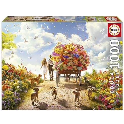 Educa - Puzzle von 1000 Teilen für Erwachsene | Blumenkutsche. Messen: 68 x 48 cm. Beinhaltet die puzzlekleber FixPuzzle. Seit 14 Jahren (19921) von Educa