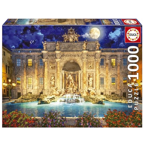 Educa - Puzzle von 1000 Teilen für Erwachsene | Trevi Fountain, Rom. Messen: 68 x 48 cm. Beinhaltet die puzzlekleber FixPuzzle. Seit 14 Jahren (19923) von Educa