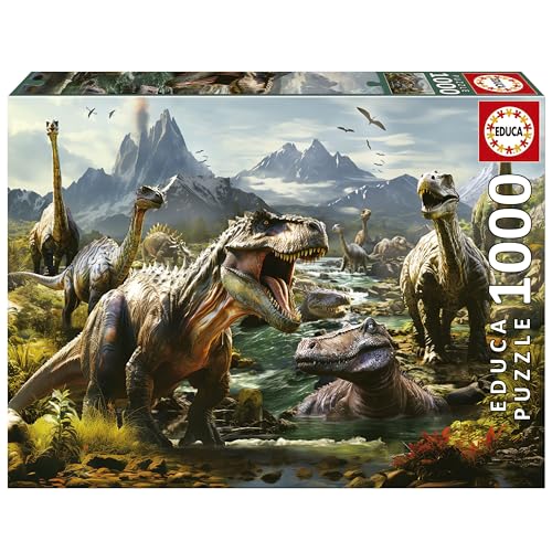 Educa - Puzzle von 1000 Teilen für Erwachsene | Wilde Dinosaurier. Messen: 68 x 48 cm. Beinhaltet die puzzlekleber FixPuzzle. Seit 14 Jahren (19924) von Educa