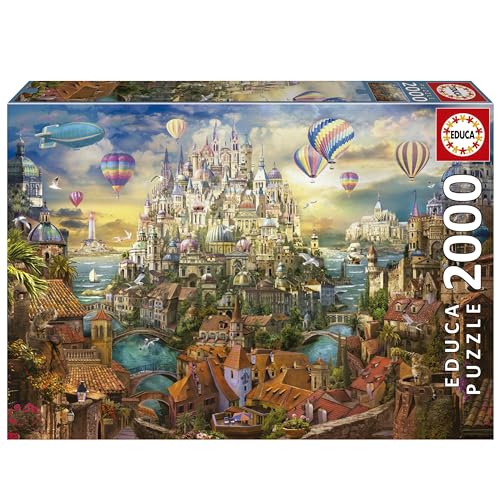Educa - Puzzle von 2000 Teilen für Erwachsene | Die Stadt der Träume. Messen: 96 x 68 cm. Beinhaltet die puzzlekleber FixPuzzle. Seit 14 Jahren (19944) von Educa