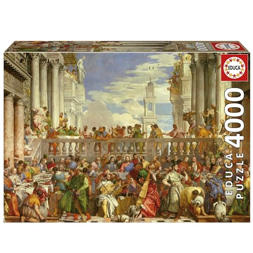 Educa - Puzzle von 4000 Teile für Erwachsene | Die Hochzeit von Kanaan, Paolo Veronese. Messen: 136 x 96 cm. Es beinhaltet einen verlorenen Service für Aktien. Seit 14 Jahren (19949) von Educa