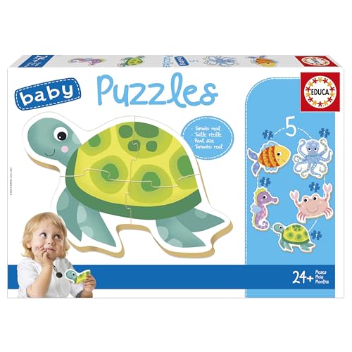 Educa - Baby Puzzle Tier im Wasser | Set von 5 Puzzlen für Progressive Kinder von 3 bis 5 Teilen, um mit unterschiedlichen Schwierigkeitsgraden zu Lernen. Empfohlen für 24 Monate (19951) von Educa