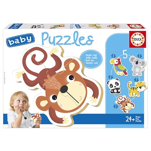 Educa - Baby Puzzle Wildtiere | Set von 5 progressiven Puzzlen von 3 bis 5 Teilen, um mit unterschiedlichen Schwierigkeitsgraden zu Lernen. Empfohlen für 24 Monate (19952) von Educa