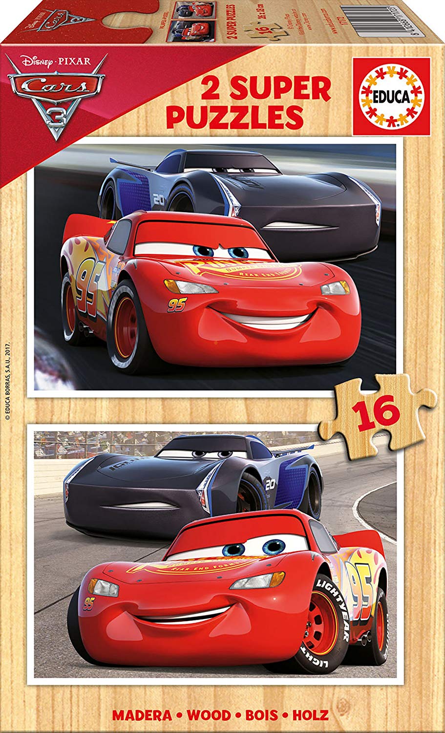 Educa 2 Holzpuzzles - Cars 16 Teile Puzzle Educa-17172 von Educa