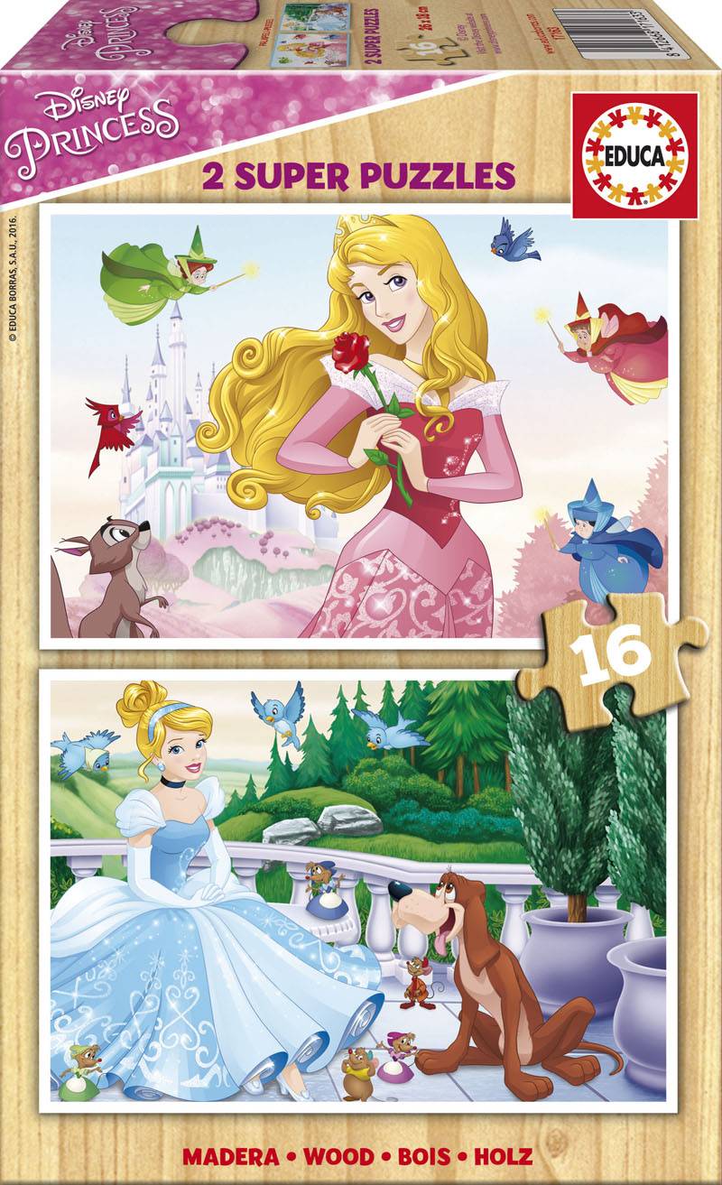 Educa 2 Holzpuzzles - Disney Princess 16 Teile Puzzle Educa-17163 von Educa