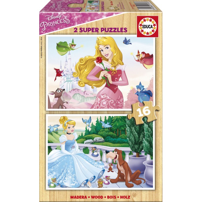 Educa - 2 Holzpuzzles - Disney Princess - 16 Teile von Educa