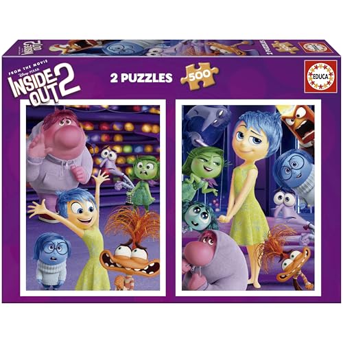 Educa - 2 Papppuzzles mit 500 Teilen mit den Bildern von Inside Out 2, Spaß im Doppelspiel für Kinder ab 14 Jahren (20101) von Educa