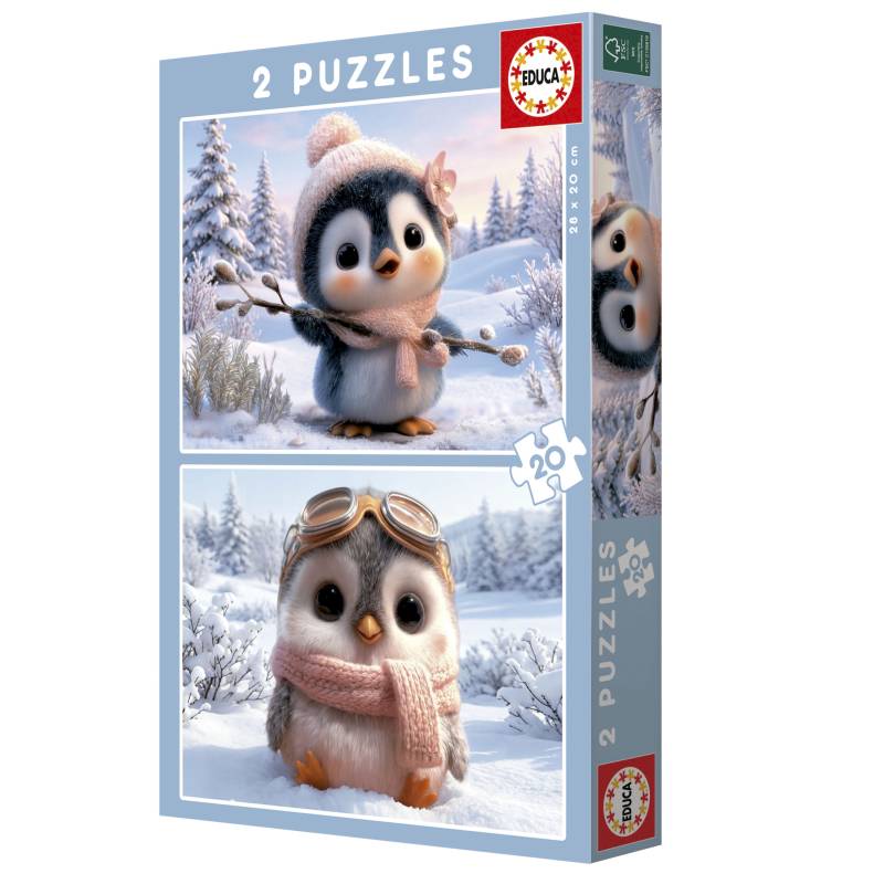 Educa 2 Puzzles - Cute Penguins 20 Teile Puzzle Educa-20505 von Educa