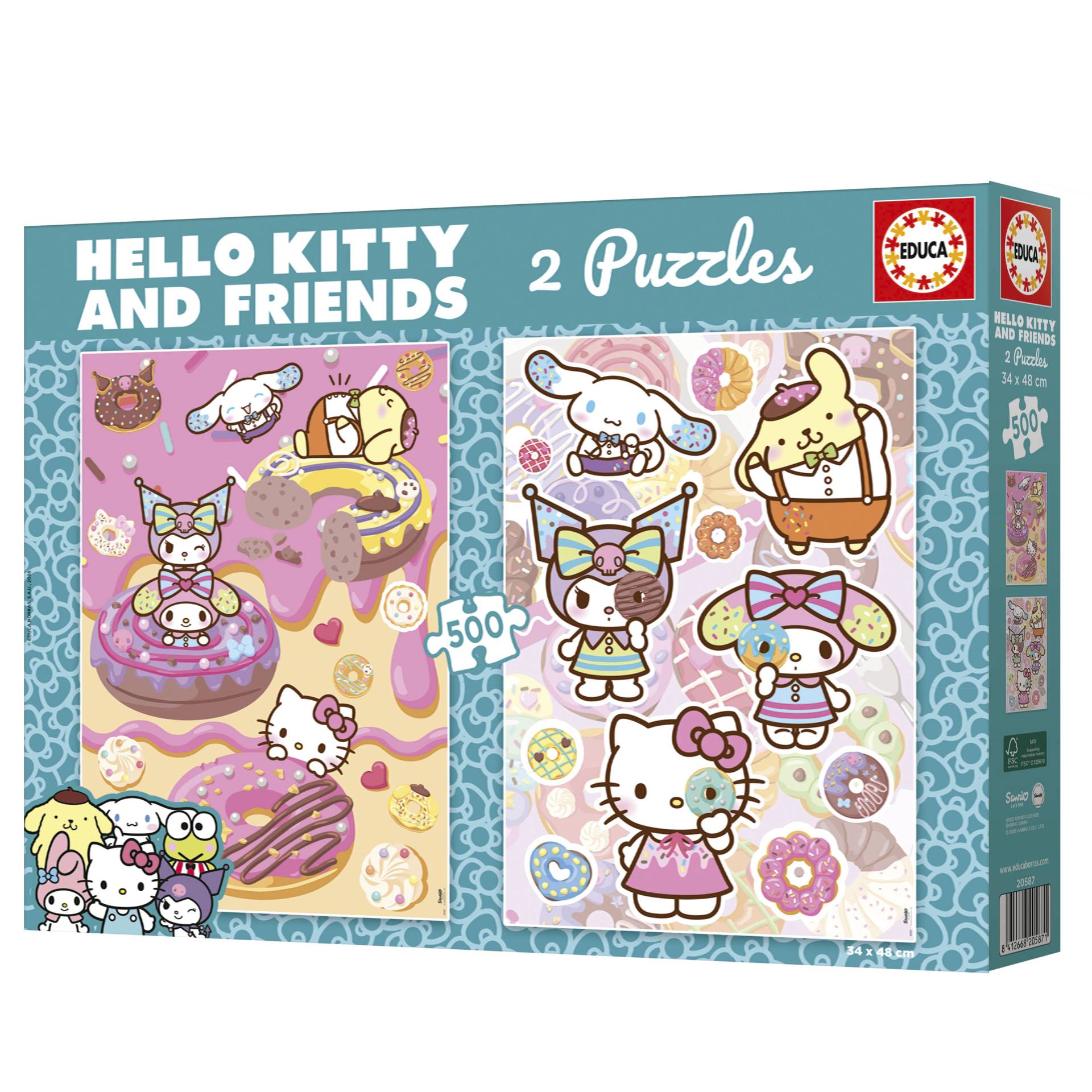 Educa 2 Puzzles - Hello Kitty & Friends Donuts 500 Teile Puzzle Educa-20587 von Educa