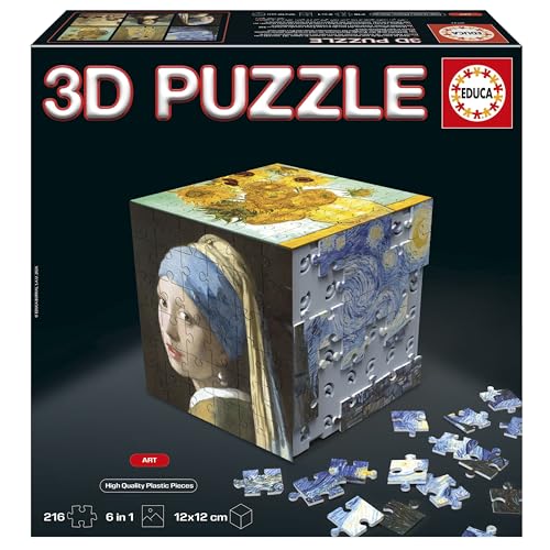 Educa - 3D Puzzle Kunst | Die Puzzle-Herausforderung in Form eines Würfels mit insgesamt 216 Teilen. Struktur: Montierbare Basis mit 6 Puzzles zu je 36 Teilen. Ab 6 Jahren (20123) von Educa