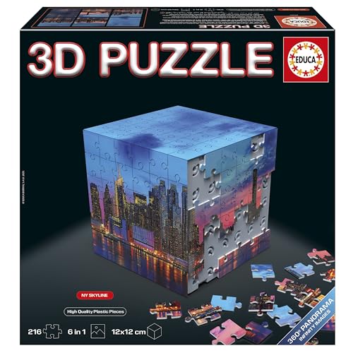 Educa - 3D Puzzle NY Skyline Panorama | Das Challenge Cube Puzzle mit 216 Teilen | Struktur Zusammengesetzte Basis die von 6 Puzzles mit je 36 Teilen bedeckt ist | Alter 8+ (20335) von Educa