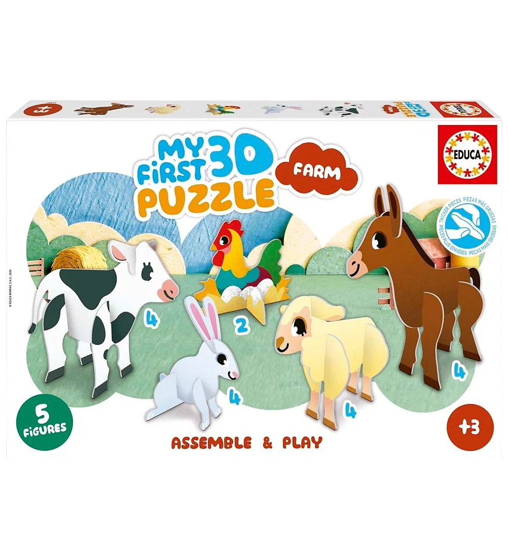 Educa 3D Puzzlespiel - 18 Teile/5 Figuren - My First - Farm - Educa - One Size - Puzzlespiele von Educa