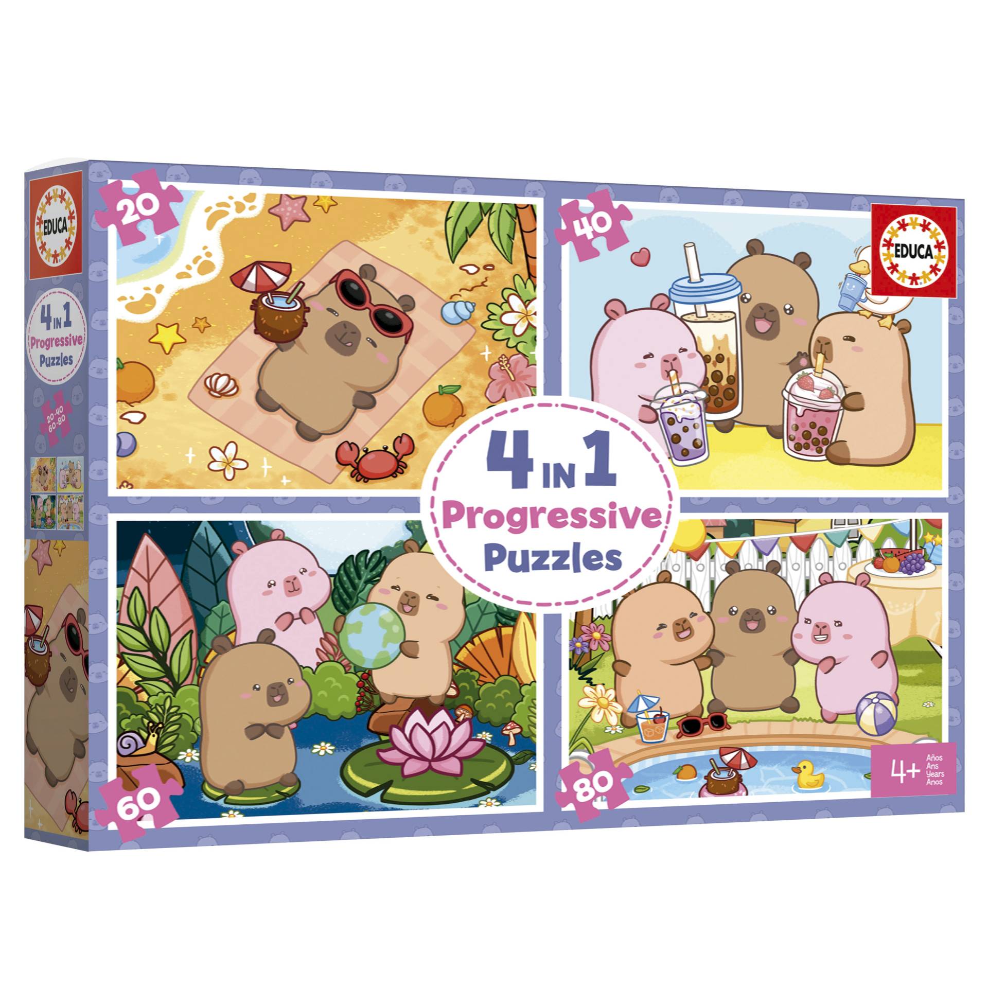 Educa 4 Puzzles - Capyfun 20 Teile Puzzle Educa-20486 von Educa
