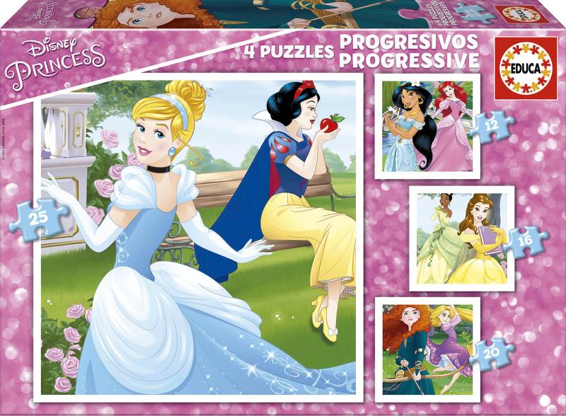 Educa 4 Puzzles - Disney Princess 12 Teile Puzzle Educa-17166 von Educa