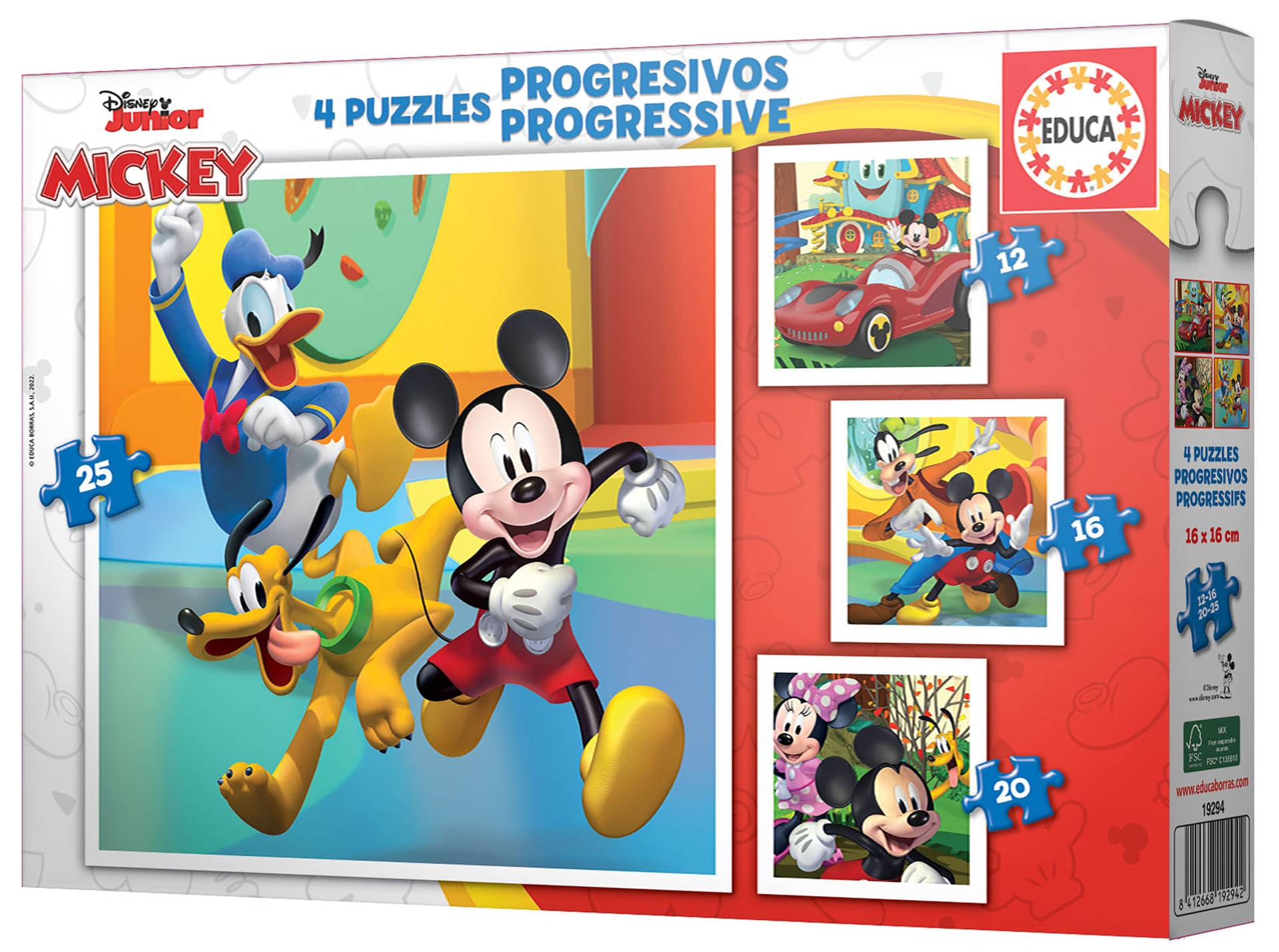 Educa 4 Puzzles - Mickey & Friends 12 Teile Puzzle Educa-19294 von Educa