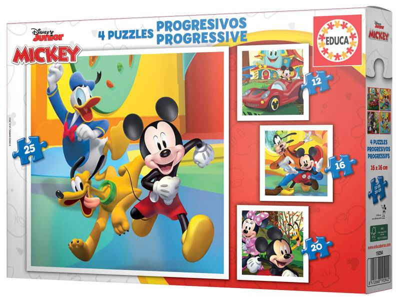 Educa 4 Puzzles - Mickey & Friends 12 Teile Puzzle Educa-19294 von Educa