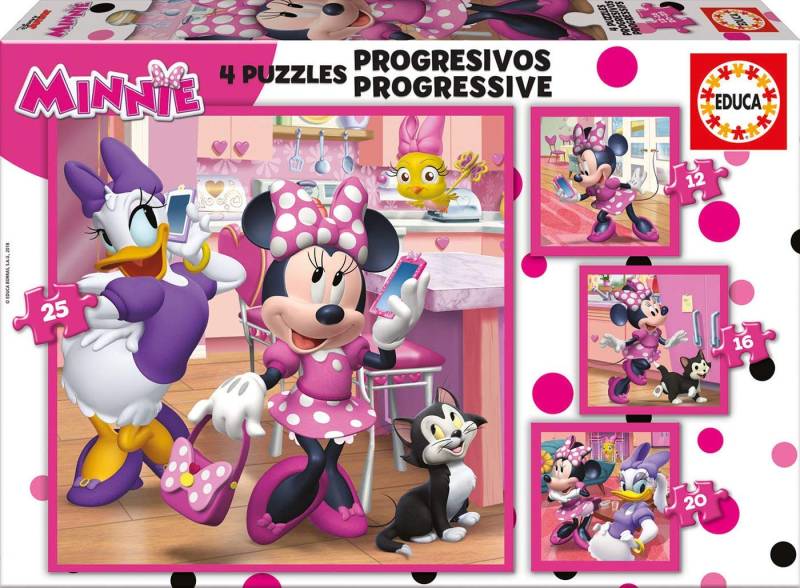 Educa 4 Puzzles - Minnie 12 Teile Puzzle Educa-17630 von Educa