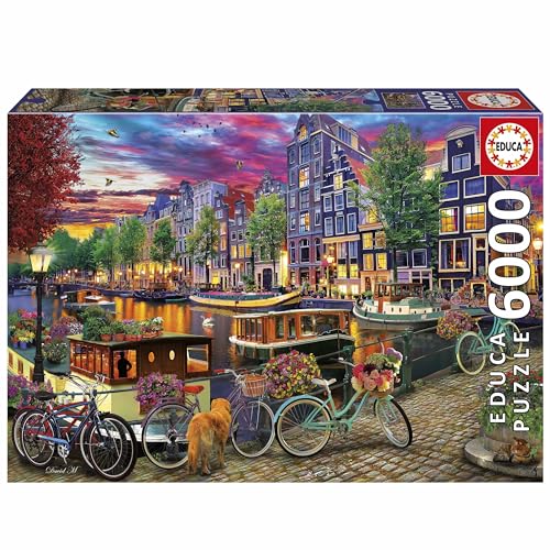 Educa - 6000 Teile Puzzle für Erwachsene | Radfahren in Amsterdam. Beinhaltet den Service für verlorene Teile. Maße: 156 x 107 cm. Ab 14 Jahren (20330) von Educa
