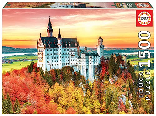 Educa 19042, Schloss Neuschwanstein im Herbst, 1500 Teile Puzzle für Erwachsene und Kinder ab 12 Jahren, Deutschland, Landschaft, Sehenswürdigkeiten von Educa