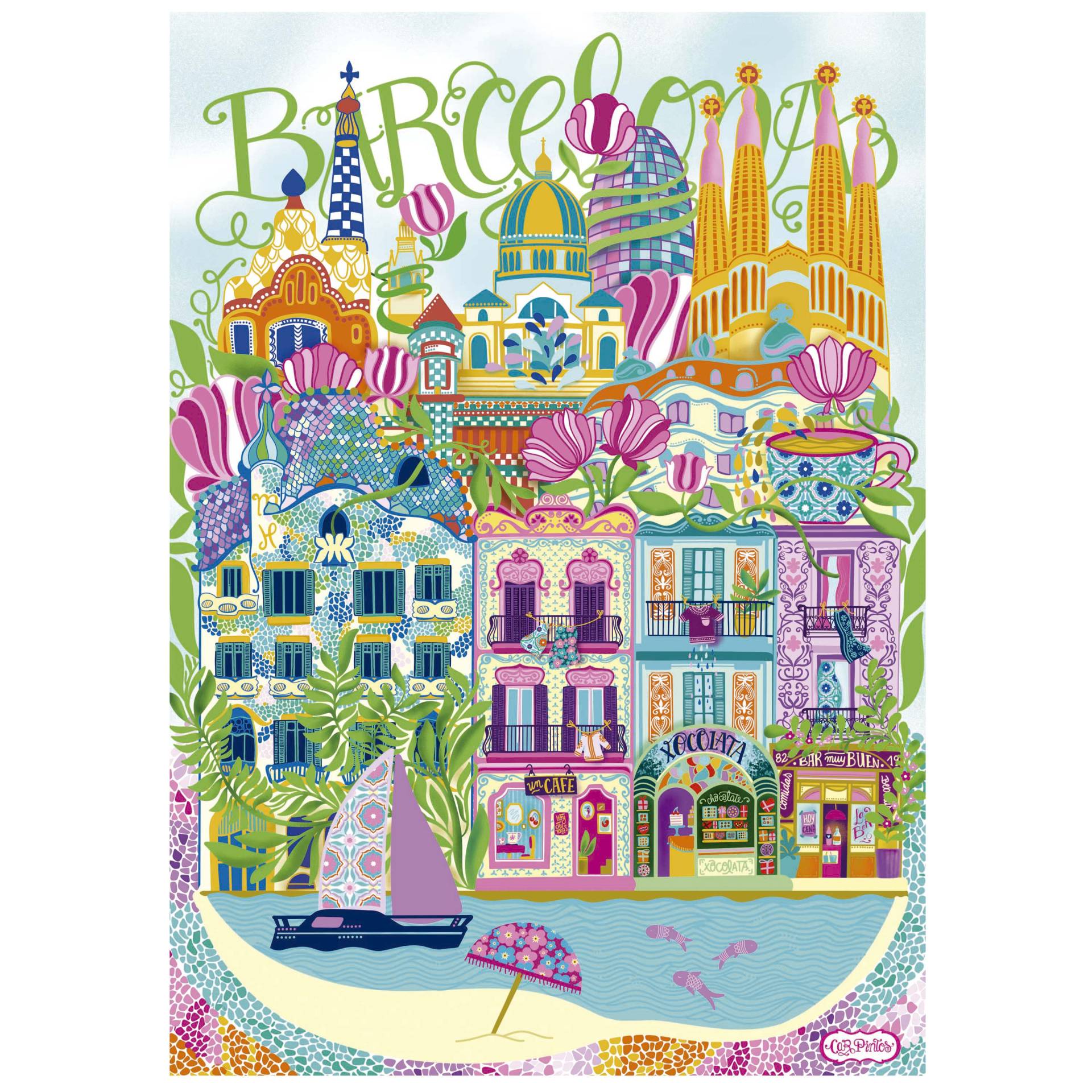 Educa Barcelona by Car Pintos 1000 Teile Puzzle Educa-20557 von Educa