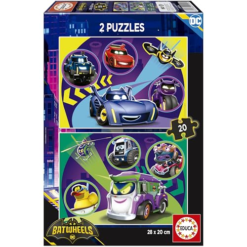 Educa - 2 Papppuzzles mit 20 Teilen mit den Bildern von Batwheels, Spaß zum Doppelspiel für Jungen und Mädchen von 3 4 5 Jahren (20106) von Educa
