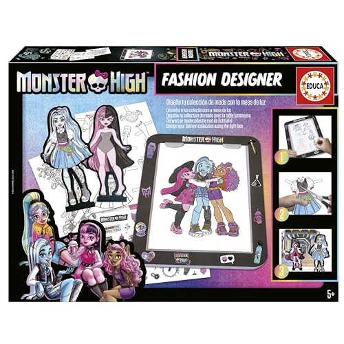 Educa - Monster High Designtafel, Monster High Fashion Designer Styling-Workshop und fordern Sie Ihre Looks mit Barbie-Gurinen auf dem Podium der Modeherausforderung heraus. Ab 5 Jahren (19826) von Educa