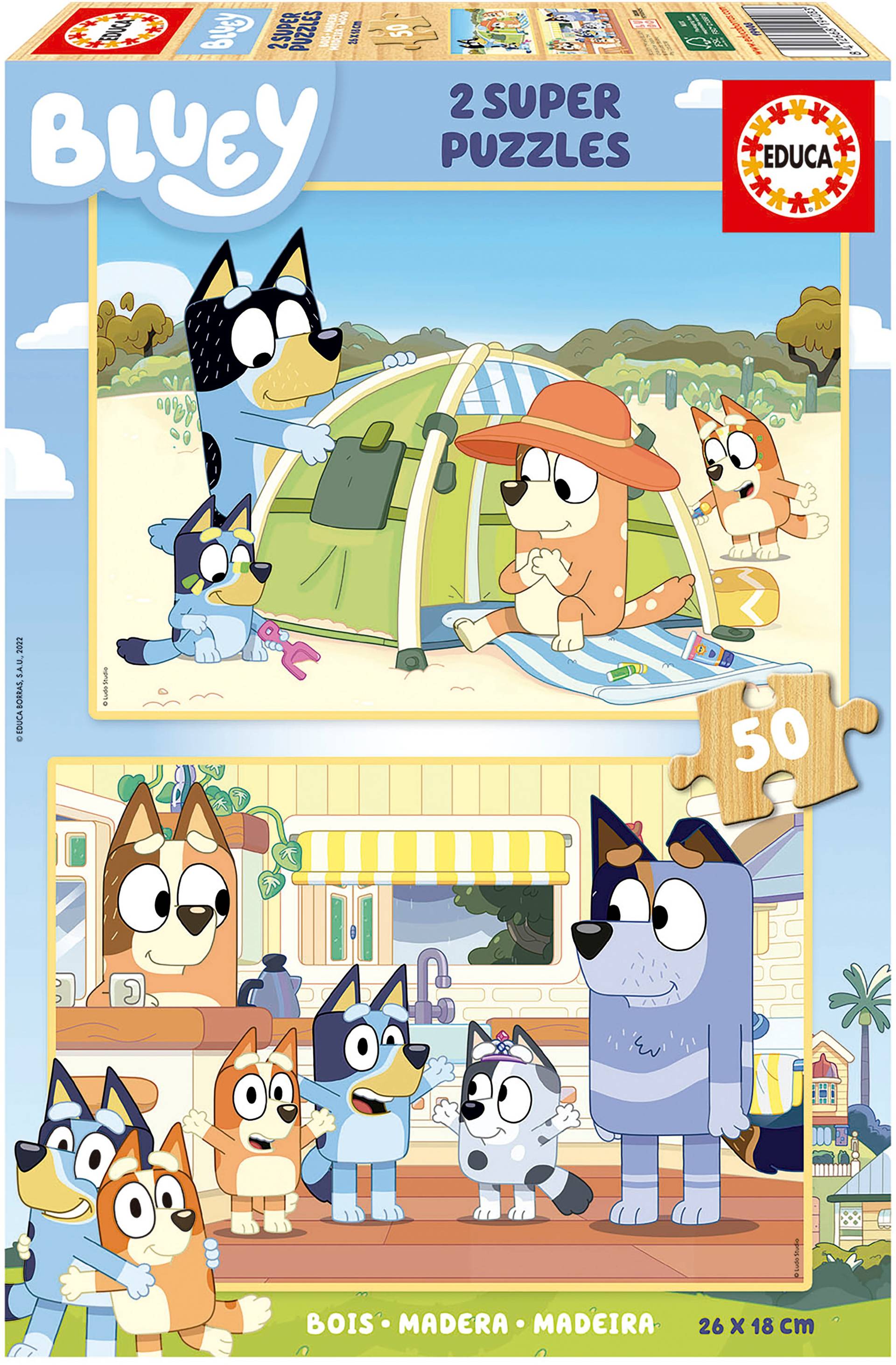 Educa Bluey Holzpuzzles 2x50 Teile von Educa