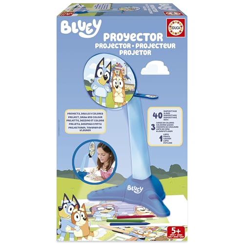 Educa - Bluey-Projektor, Bluey-Zeichnungen mit diesem Projektor erstellen, LED-Projektor mit 40 Dias, Buntstiften und Bleistift, ab 5 Jahren (20109) von Educa
