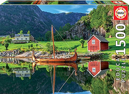 Educa 18006, Wikingerschiff, 1500 Teile Puzzle für Erwachsene und Kinder ab 12 Jahren, Skandinavien, nordische Landschaft von Educa