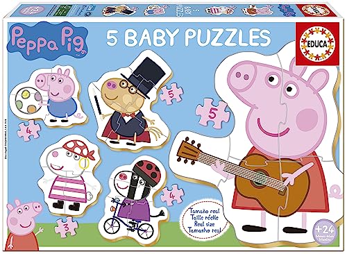 Educa - Peppa Pig Puzzle | Baby Puzzleset mit 5 Puzzles für Kinder ab 2 Jahren 1 Peppa Wutz Puzzle (18589) von Educa
