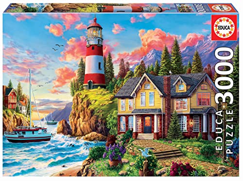 Educa - Puzzle 3000 Teile für Erwachsene | Leuchtturm, 3000 Teile Puzzle für Erwachsene und Kinder ab 14 Jahren, Inklusive Ersatzteilservice, Solange der Vorrat reicht, Szenerie, Landschaft (18507) von Educa