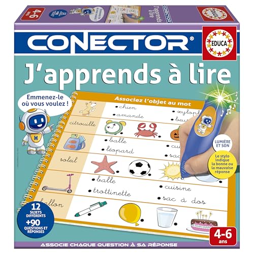 Educa - Conector Ich lerne Lesen | Lernspiel mit über 90 Fragen und Antworten. 12 Verschiedene Themen im Buch- und Bleistiftformat mit Licht und Sound. Empfohlen für Kinder ab 4 Jahren (20168) von Educa