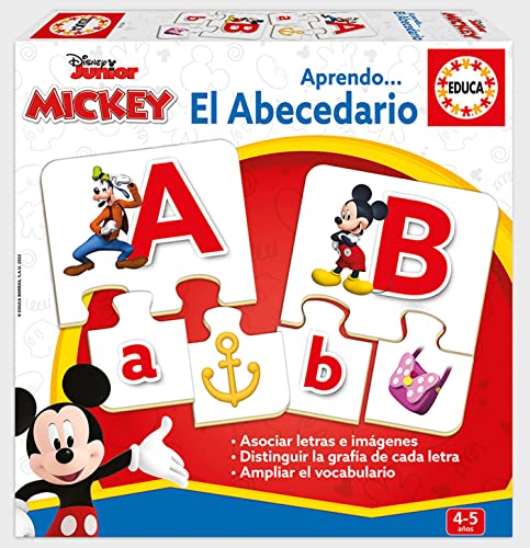 Educa - Das Alphabet mit Mickey und seinen Freunden | Lernspiel für Babys, wo sie Lernen, die Grafik jedes Buchstaben zu unterscheiden und Sein Vokabular zu erweitern. Ab 3 Jahren (19328) von Educa