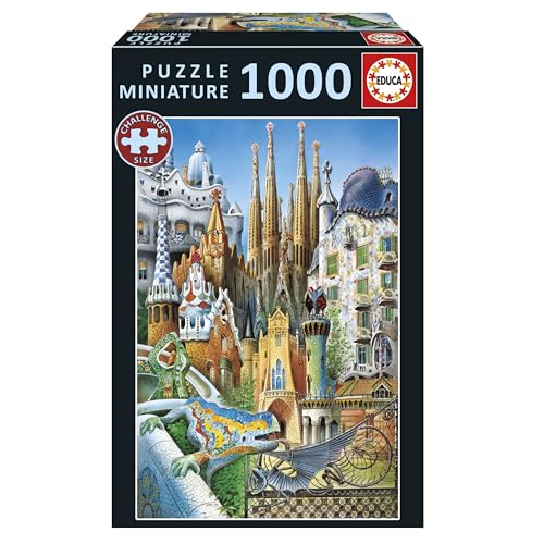 Educa – Das kleinste 1000-teilige Puzzle der Welt für Erwachsene | Gaudi, Collage-Miniatur. Inklusive Fix Puzzle-Kleber. Maße: 30 x 46 cm. Ab 14 Jahren (20376) von Educa