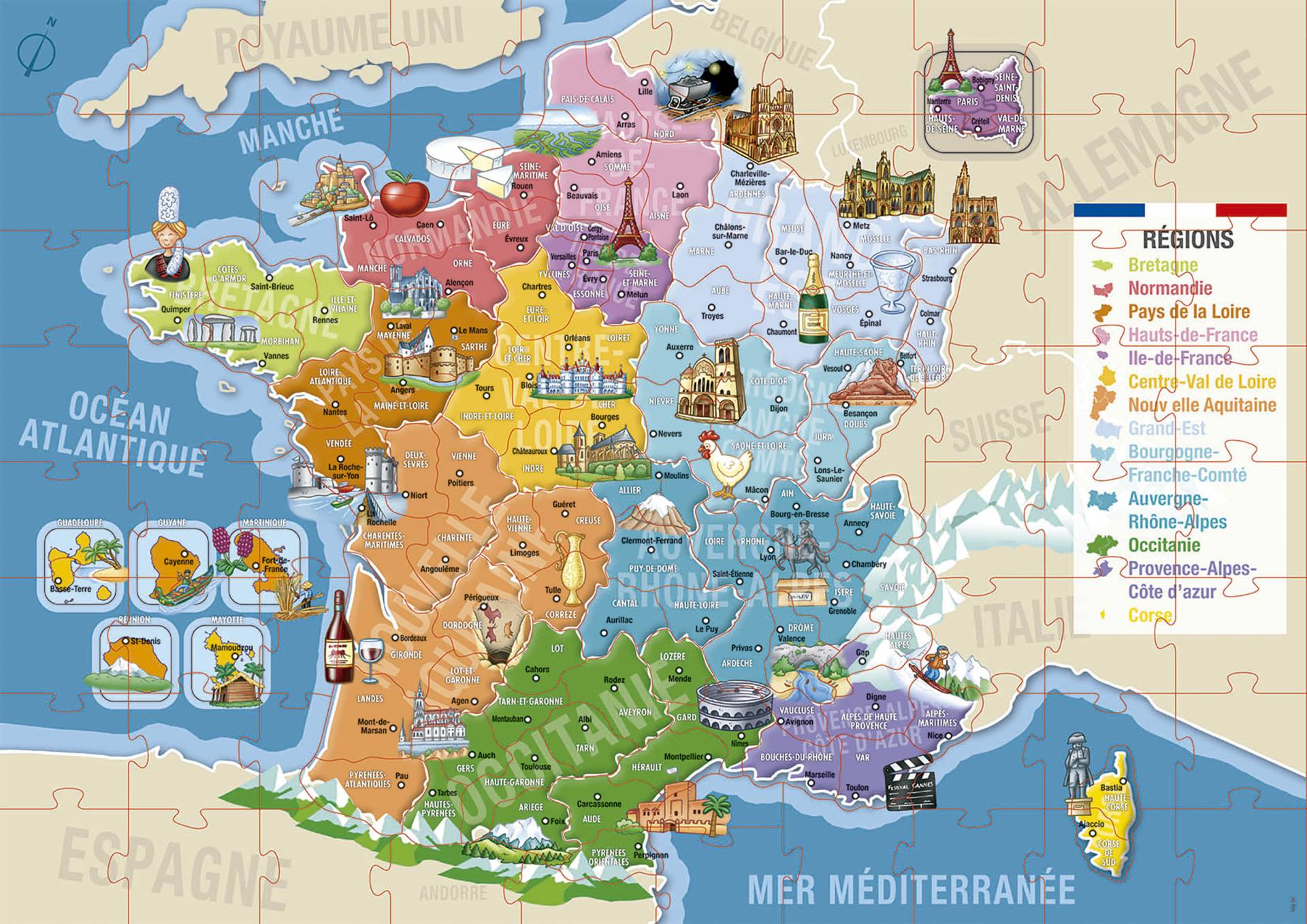 Educa Departments and Regions of France 150 Teile Puzzle Educa-17238 von Educa