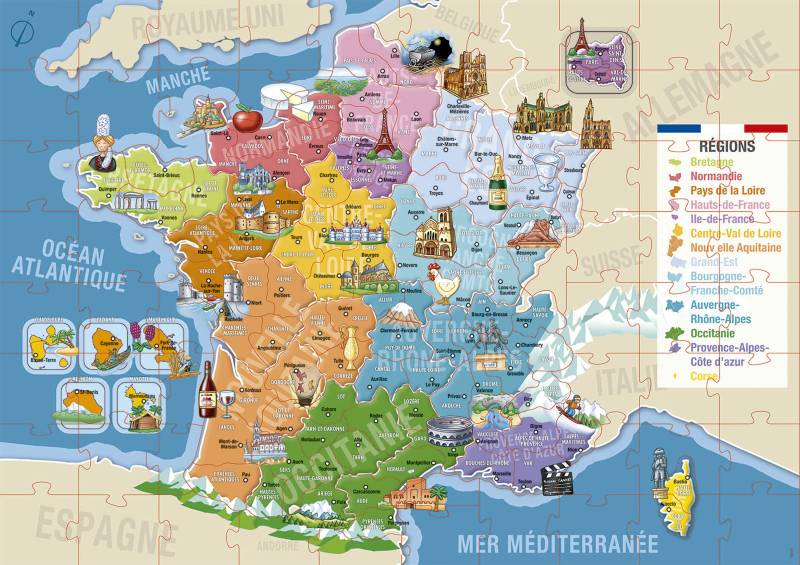 Educa Departments and Regions of France 150 Teile Puzzle Educa-17238 von Educa